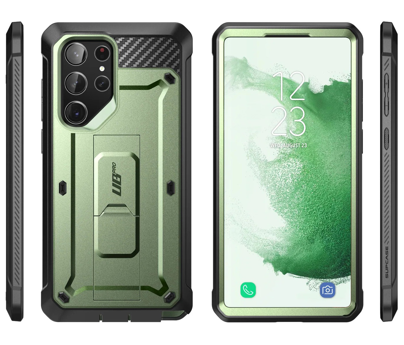 Etui pancerne z osłoną na ekran, z wbudowaną podstawką i kaburą z klipsem obrotowym Supcase Unicorn Beetle Pro do Galaxy S23 Ultra